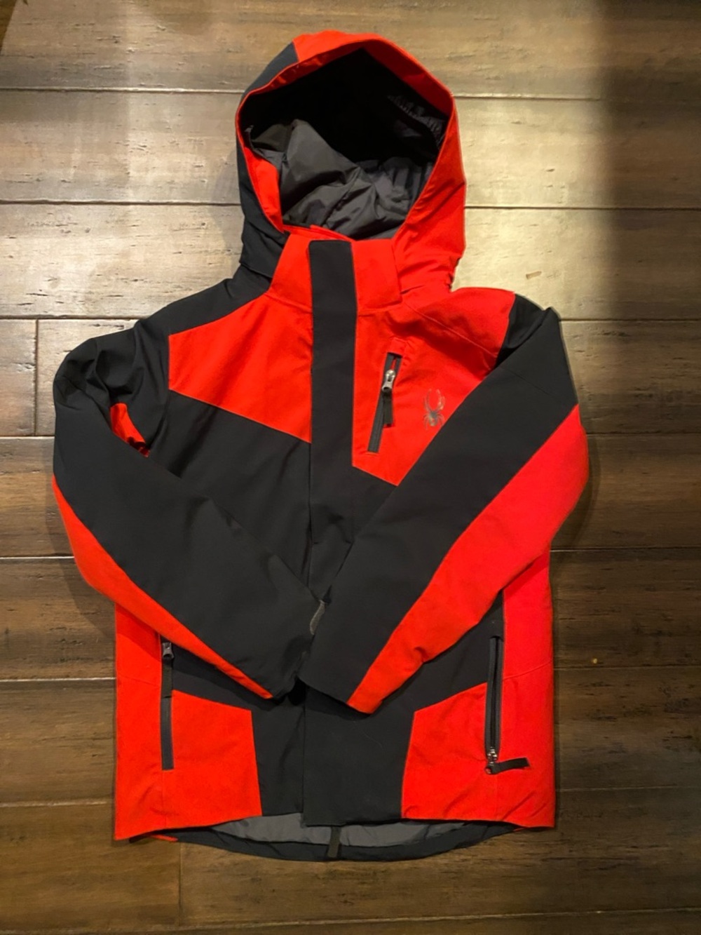 Spyder Kids Red and Black Ski Hooded Winter Jacket